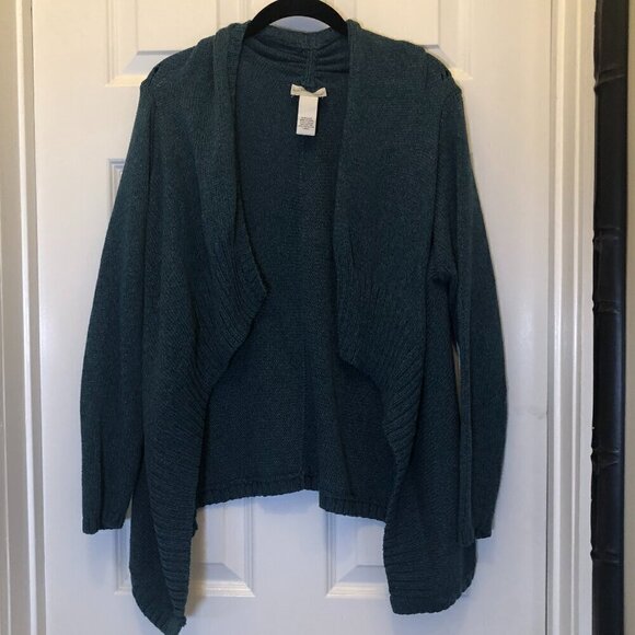 Soft Surroundings Open Front Cardigan Teal Blue Swearer Size L EUC - Picture 1 of 8